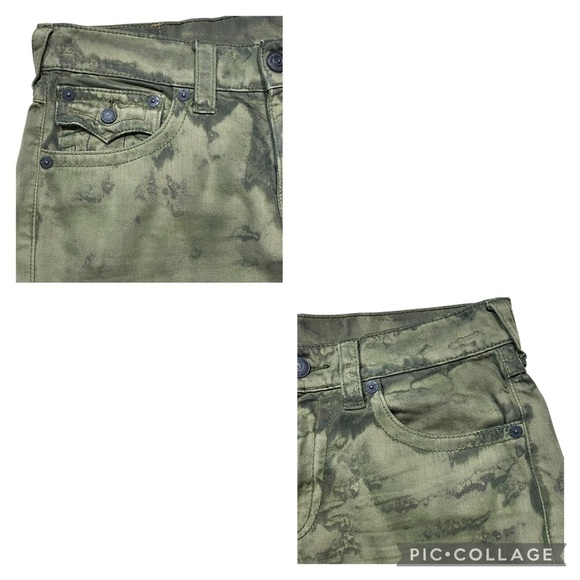 True Religion Men’s Green Tie Dye Acid Wash Straight Jeans Pants Waist 34** - Picture 7 of 16